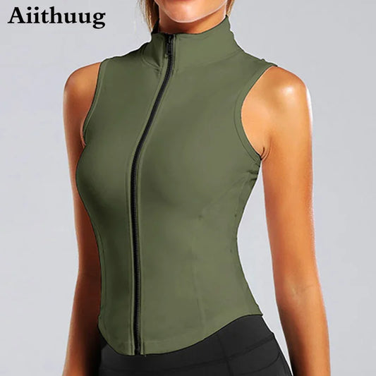 Aiithuug Athletic Zip Up Sweat Vest Jacket