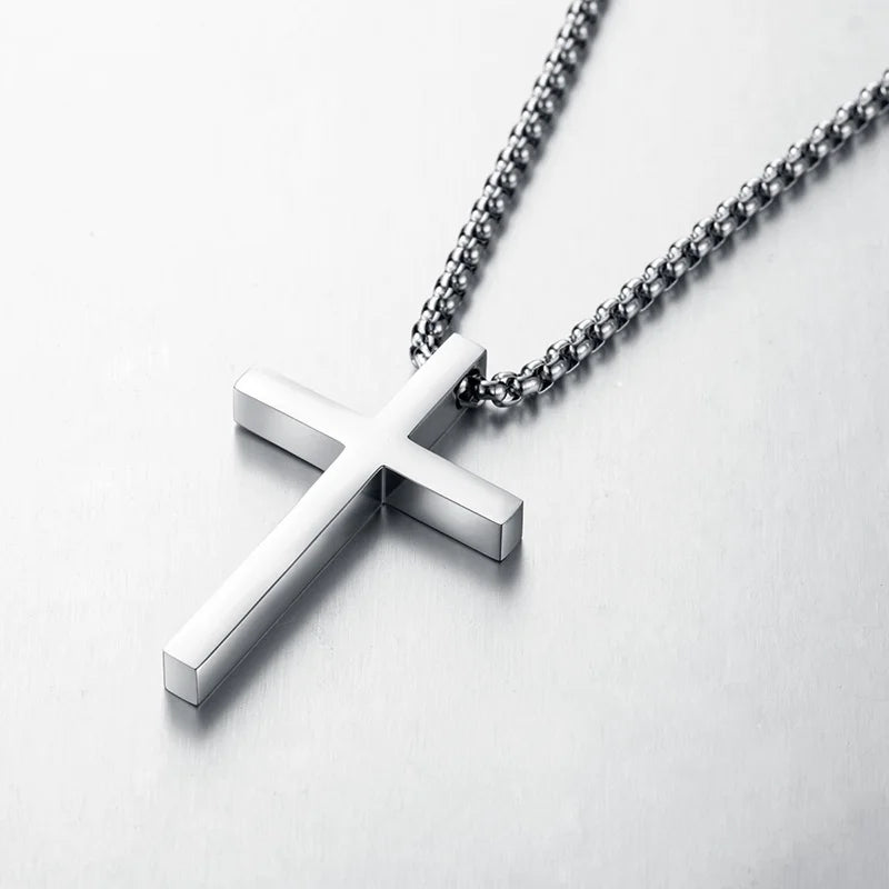 Stainless Steel Cross Pendant Necklace for Men Women Minimalist Jewelry