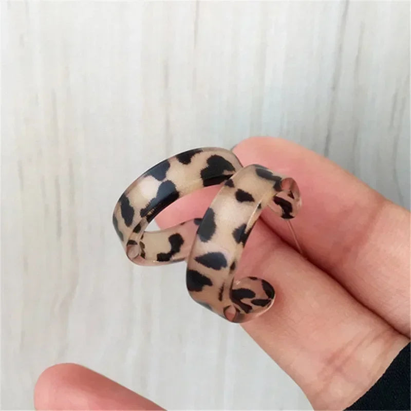 Acrylic Hoop Earrings Women 2024 New Fashion Stud Earrings Retro Trend Stud Earrings Women Trend Twist Elegant Ring Earring