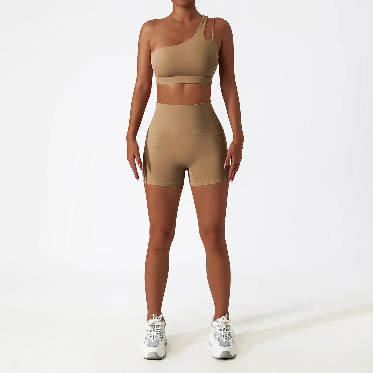 Seamless One Shoulder Yoga Set Sportswear