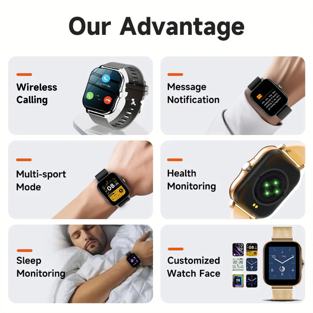 NEW SmartWatch Android Phone 1.44" Color Screen Full Touch Custom Dial Smart Watch Women Bluetooth Call Smart Watch Men